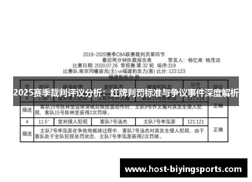 2025赛季裁判评议分析：红牌判罚标准与争议事件深度解析